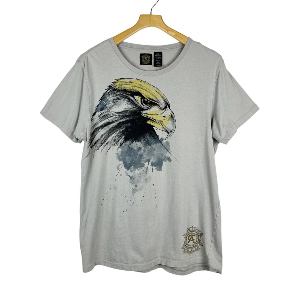 Christian Audigier Graphic Eagle T-Shirt XL Gray Short Sleeve Los Angeles 1958